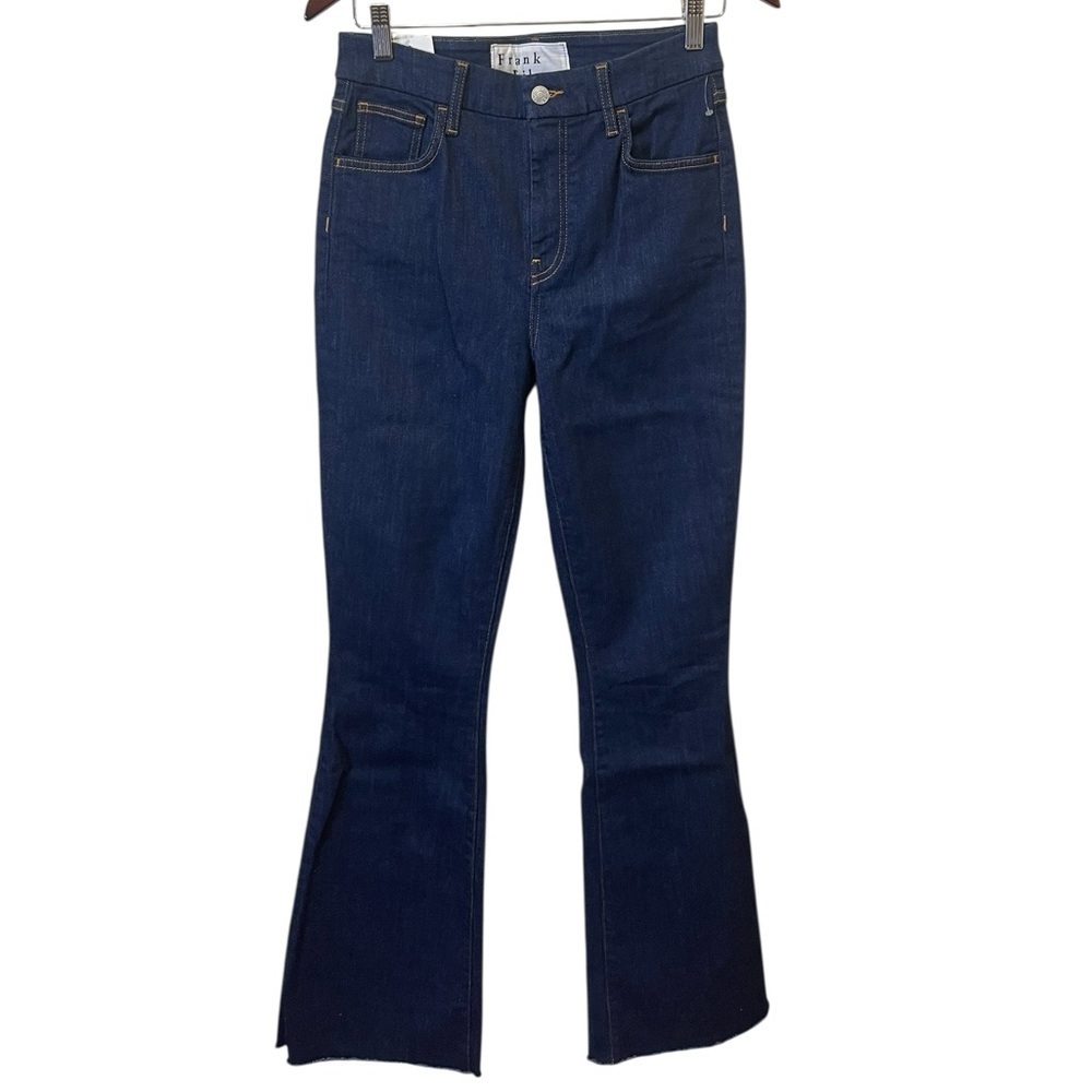 Frank & Eileen Flannigan Flare Leg Raw Hem Dark Wash Blue Jeans Retro sz 28 NWT